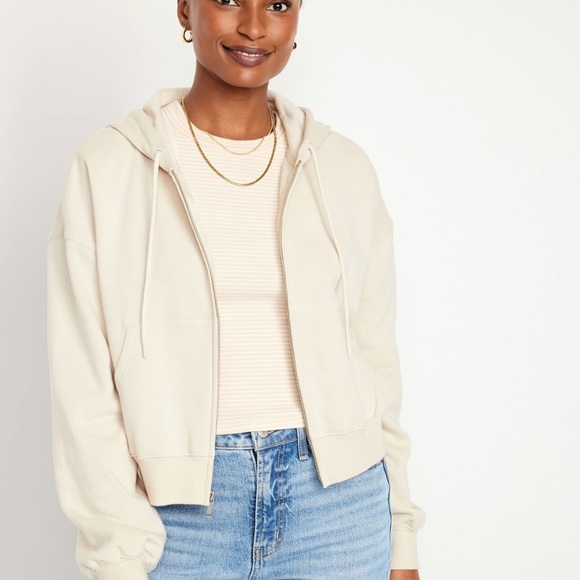 NWT OLD NAVY Fleece Full-Zip Hoodie Color: Wish Bone - Picture 2 of 6